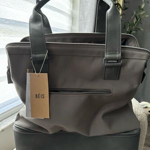Beis Convertible Mini Weekender Bag in Grey